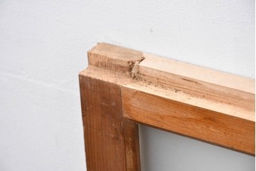 アンティーク建具　昭和初期　素朴な佇まいのガラス窓2枚セット　(R-083416)