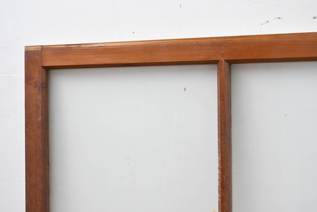 アンティーク建具　昭和初期　素朴な佇まいのガラス窓2枚セット　(R-083416)