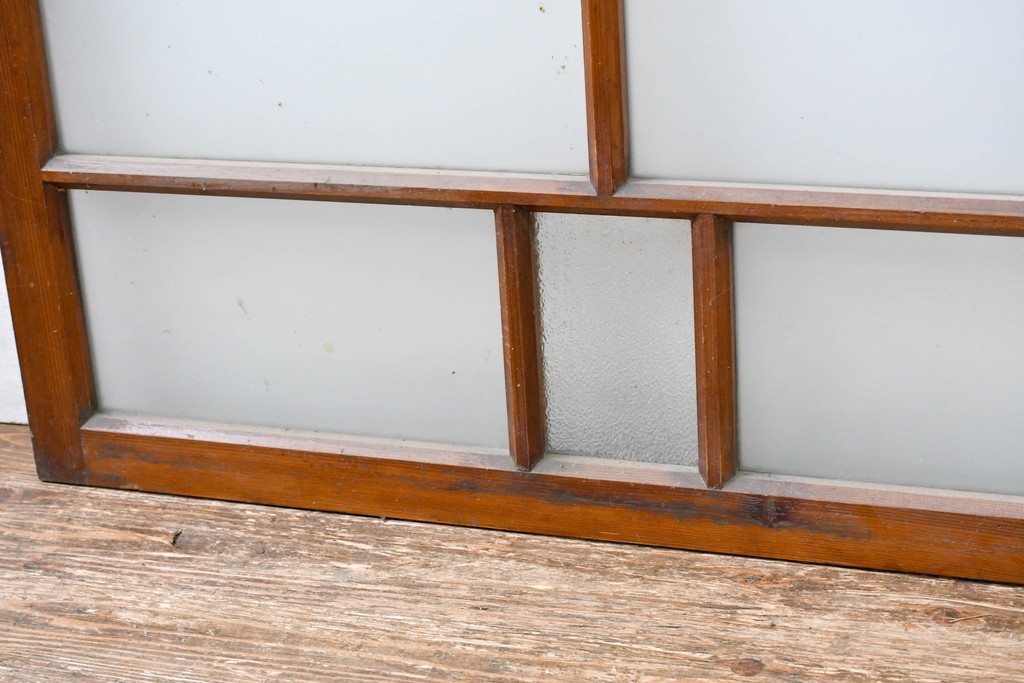 アンティーク建具　昭和初期　素朴な佇まいのガラス窓2枚セット　(R-083416)