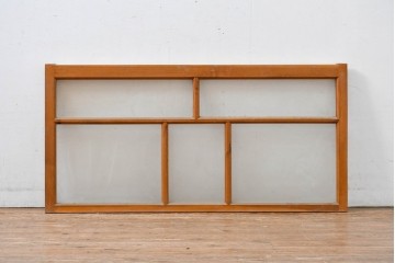 アンティーク建具　昭和初期　横桟と縦桟の構成が美しいガラス窓1枚　(R-083417)