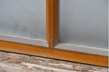 アンティーク建具　昭和初期　横桟と縦桟の構成が美しいガラス窓1枚　(R-083417)