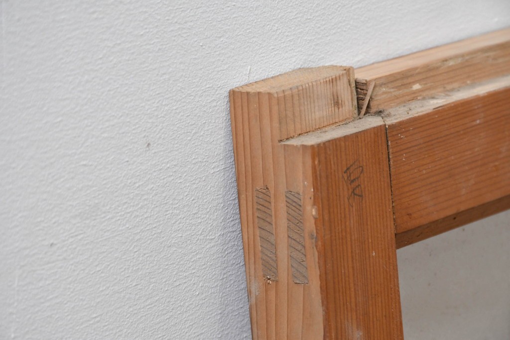 アンティーク建具　昭和初期　横桟と縦桟の構成が美しいガラス窓1枚　(R-083417)