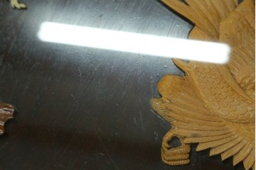 和製ヴィンテージ　超美品　民芸家具　総紫檀(シタン)彫刻　花鳥図と龍の総彫りが高級感たっぷりなガラス天板付き座卓　(R-083418)