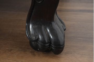 中古　超美品　民芸家具　総紫檀(シタン)彫刻　花鳥図と龍の総彫りが高級感たっぷりなガラス天板付き座卓(ローテーブル、センターテーブル、リビングテーブル)(R-083418)