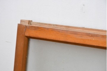 アンティーク建具　昭和初期　すっきりとした桟組みの横長ガラス窓2枚セット　(R-083419)