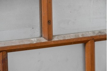 アンティーク建具　昭和初期　すっきりとした桟組みの横長ガラス窓2枚セット　(R-083419)