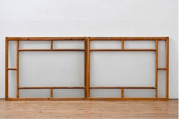 アンティーク建具　昭和初期　大正ロマンを思わせる佇まいのガラス窓2枚セット　(R-083420)
