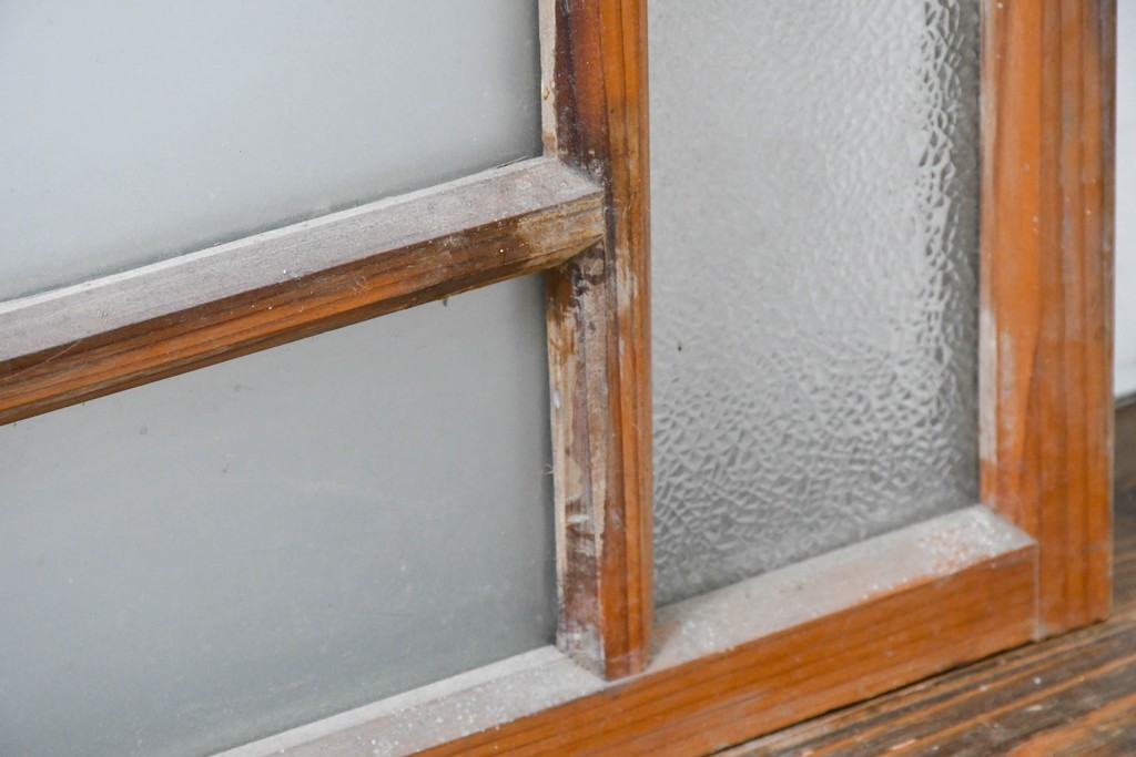 アンティーク建具　昭和初期　大正ロマンを思わせる佇まいのガラス窓2枚セット　(R-083420)