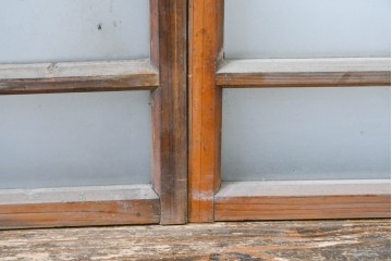 アンティーク建具　昭和初期　大正ロマンを思わせる佇まいのガラス窓2枚セット　(R-083420)