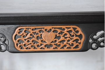 和製ビンテージ　超美品!!　唐木材　繊細な透かし彫りが魅せる格調高き八足中卓(花台、飾り台、サイドテーブル、ヴィンテージ)(定価約20万円)(R-083421)