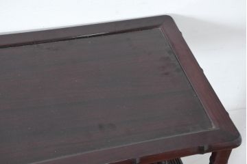 和製ビンテージ　超美品　シタン(紫檀)材　竹の意匠と花鳥彫刻の最高級飾り棚(茶棚、茶箪笥、収納棚、飾り棚、戸棚、サイドボード、ヴィンテージ)(定価約200万円)(R-083422)