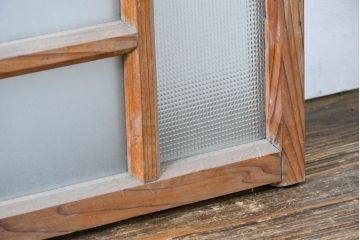 アンティーク建具　大正ロマン　ナチュラルな木の質感が魅力の窓2枚セット(引き戸、ガラス窓)(R-083424)