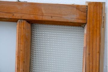 アンティーク建具　大正ロマン　ナチュラルな木の質感が魅力の窓2枚セット(引き戸、ガラス窓)(R-083424)