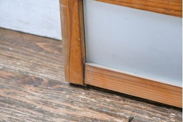 アンティーク建具　大正ロマン　ナチュラルな木の質感が魅力の窓2枚セット(引き戸、ガラス窓)(R-083424)