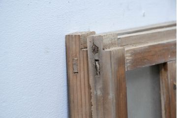 アンティーク建具　大正ロマン　ナチュラルな素材で柔らかな雰囲気のお部屋にもピッタリな窓2枚セット(引き戸、ガラス窓)(R-083425)