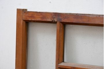 アンティーク建具　大正ロマン　味わい深い木の温もりが魅力の窓2枚セット(引き戸、ガラス窓)(R-083426)