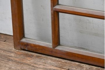 アンティーク建具　大正ロマン　味わい深い木の温もりが魅力の窓2枚セット(引き戸、ガラス窓)(R-083426)