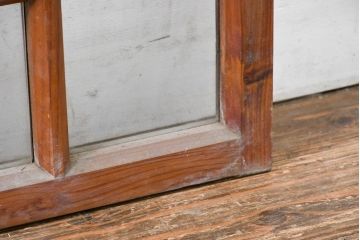 アンティーク建具　大正ロマン　味わい深い木の温もりが魅力の窓2枚セット(引き戸、ガラス窓)(R-083426)