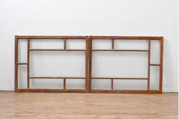 アンティーク建具　大正ロマン　和モダンインテリアに最適な窓2枚セット(引き戸、ガラス窓)(R-083427)