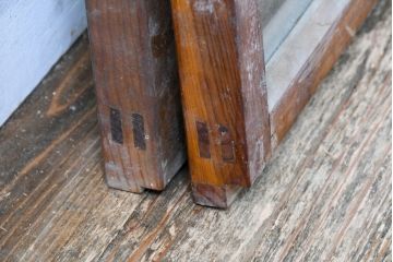 アンティーク建具　大正ロマン　和モダンインテリアに最適な窓2枚セット(引き戸、ガラス窓)(R-083427)