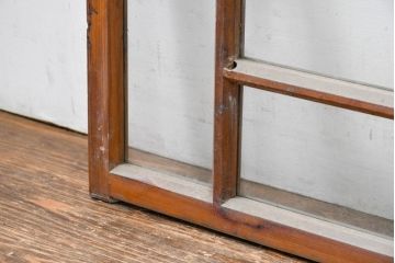 アンティーク建具　大正ロマン　自然素材の風合いが魅力の窓2枚セット(引き戸、ガラス窓)(R-083428)