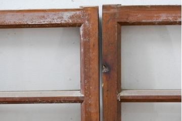 アンティーク建具　大正ロマン　自然素材の風合いが魅力の窓2枚セット(引き戸、ガラス窓)(R-083428)