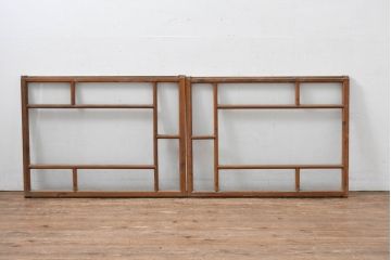 アンティーク建具　大正ロマン　自然素材の風合いが魅力の窓2枚セット(引き戸、ガラス窓)(R-083428)