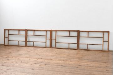アンティーク建具　大正ロマン　ナチュラルな素材で柔らかな雰囲気のお部屋にもピッタリな窓4枚セット(引き戸、ガラス窓)(R-083429)