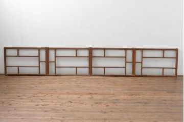 アンティーク建具　大正ロマン　ナチュラルな素材で柔らかな雰囲気のお部屋にもピッタリな窓4枚セット(引き戸、ガラス窓)(R-083429)
