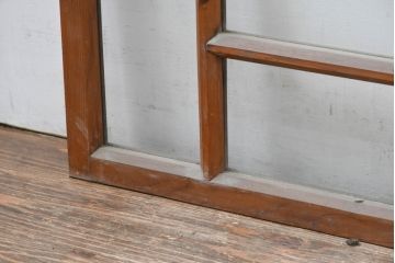 アンティーク建具　大正ロマン　暮らしにやさしい木の風合いを取り入れられる窓2枚セット(引き戸、ガラス窓)(R-083430)