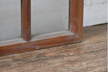 アンティーク建具　大正ロマン　暮らしにやさしい木の風合いを取り入れられる窓2枚セット(引き戸、ガラス窓)(R-083430)