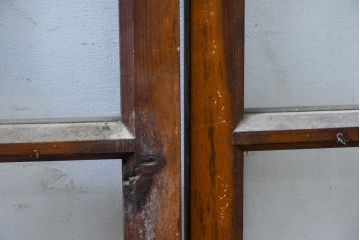 アンティーク建具　大正ロマン　暮らしにやさしい木の風合いを取り入れられる窓2枚セット(引き戸、ガラス窓)(R-083430)
