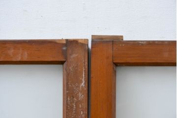 アンティーク建具　落ち着いた和の雰囲気を演出できる窓2枚セット(引き戸、ガラス窓)(R-083431)