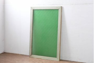 アンティーク建具　希少な大判色ガラス入りのフィックスガラス戸1枚(FIX窓、フィックス窓、明り取り、明かり取り、嵌め殺し)(R-083432)