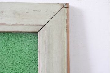 アンティーク建具　希少な大判色ガラス入りのフィックスガラス戸1枚(FIX窓、フィックス窓、明り取り、明かり取り、嵌め殺し)(R-083432)