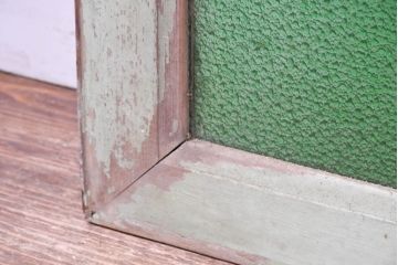 アンティーク建具　希少な大判色ガラス入りのフィックスガラス戸1枚(FIX窓、フィックス窓、明り取り、明かり取り、嵌め殺し)(R-083432)