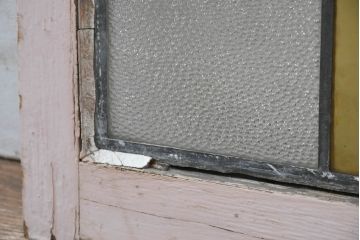 和製アンティーク　ペイント仕上げ限定　大正ロマン　色使いが可愛らしいステンドグラス窓2枚(建具、明かり取り、明り取り、ガラス窓、ディスプレイ、アート)(R-083436)