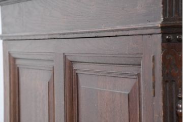 和製アンティーク　大正ロマン　最高級!!　古い洋館から出た素晴らしい作り込みの名品!!格式高い楢(ナラ)材製ニーホールデスク(両袖机、ワークデスク、在宅用、在宅ワーク用)(R-083440)