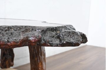 和製ビンテージ　瘤杢(こぶもく)　輪切り一枚板の座卓(ローテーブル、センターテーブル、リビングテーブル、ヴィンテージ)(R-083442)