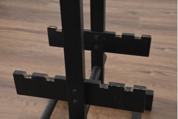 フィリピンビンテージ　パーケットリートップ　収納スタンド付きで使い勝手抜群な折り畳みサイドテーブル4台セット(コーヒーテーブル、ナイトテーブル、花台、飾り台、ヴィンテージ、バラ売り可能)(R-083443)