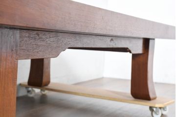 和製ビンテージ　激重!!　アフリカンチーク(アフロモシア)材　一枚板　落ち着きのある和を演出する重厚感のある座卓(ローテーブル、センターテーブル、リビングテーブル、ヴィンテージ)(R-083448)