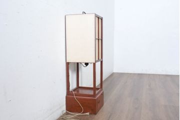 和製アンティーク　趣きある灯りで和の空間を演出する障子張り行灯(行燈、スタンドライト、間接照明、フロアスタンド)(R-083452)
