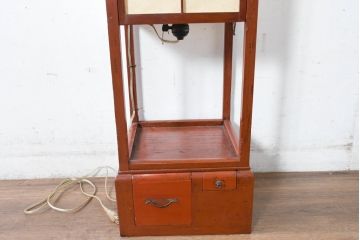和製アンティーク　趣きある灯りで和の空間を演出する障子張り行灯(行燈、スタンドライト、間接照明、フロアスタンド)(R-083452)