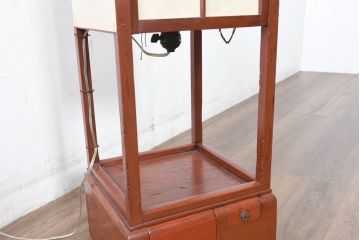 和製アンティーク　趣きある灯りで和の空間を演出する障子張り行灯(行燈、スタンドライト、間接照明、フロアスタンド)(R-083452)