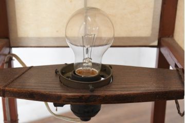 和製アンティーク　趣きある灯りで和の空間を演出する障子張り行灯(行燈、スタンドライト、間接照明、フロアスタンド)(R-083452)