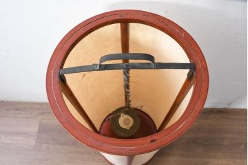和製アンティーク　漆塗りが美しく和の雰囲気を醸し出す行灯(丸行灯、行燈、照明、フロアスタンド)(R-083453)
