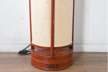 和製アンティーク　漆塗りが美しく和の雰囲気を醸し出す行灯(丸行灯、行燈、照明、フロアスタンド)(R-083453)