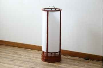 和製アンティーク　漆塗りが美しく和の雰囲気を醸し出す行灯(丸行灯、行燈、照明、フロアスタンド)(R-083453)