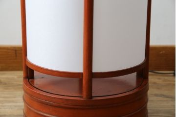 和製アンティーク　漆塗りが美しく和の雰囲気を醸し出す行灯(丸行灯、行燈、照明、フロアスタンド)(R-083453)