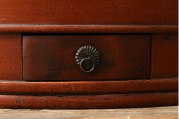 和製アンティーク　漆塗りが美しく和の雰囲気を醸し出す行灯(丸行灯、行燈、照明、フロアスタンド)(R-083453)